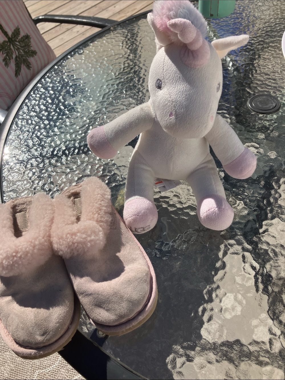 UGG Kids Pink Shearling Lined Slippers and Ugg unicorn plush